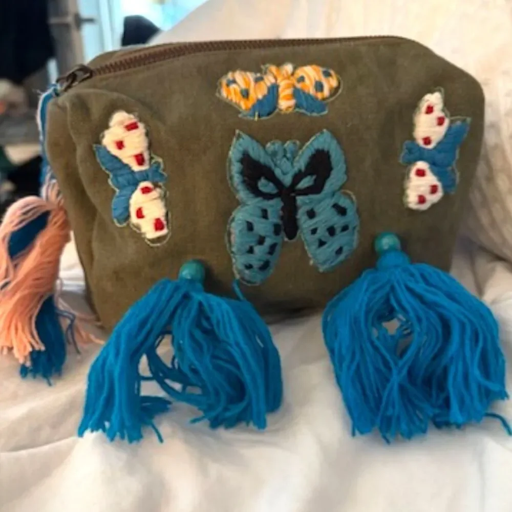 NWOT Anthropologie Raj LA Butterfly Tassel Cosmetic Bag